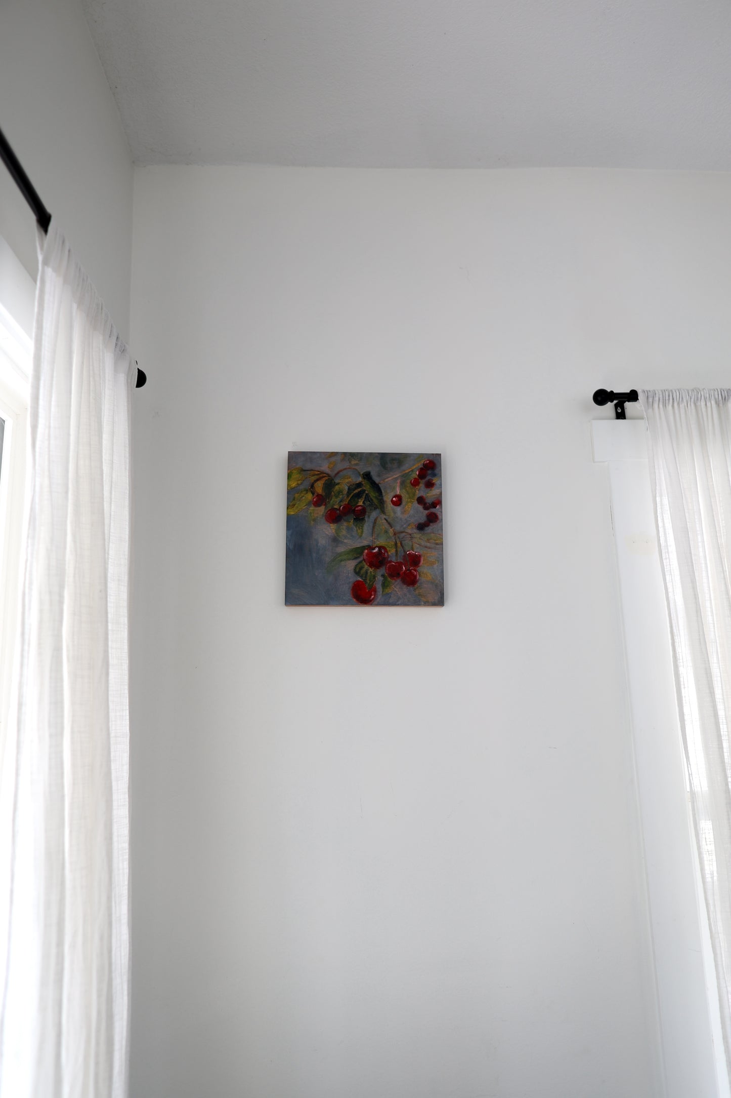 Cherries on the Riverbank: Original Oil Painting