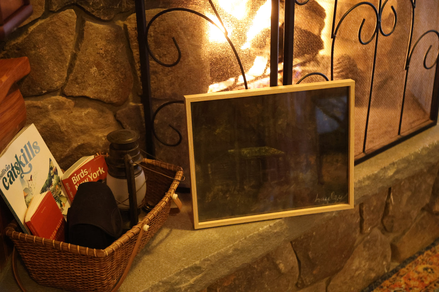 Cabin in the Woods: Framed Oil Painting