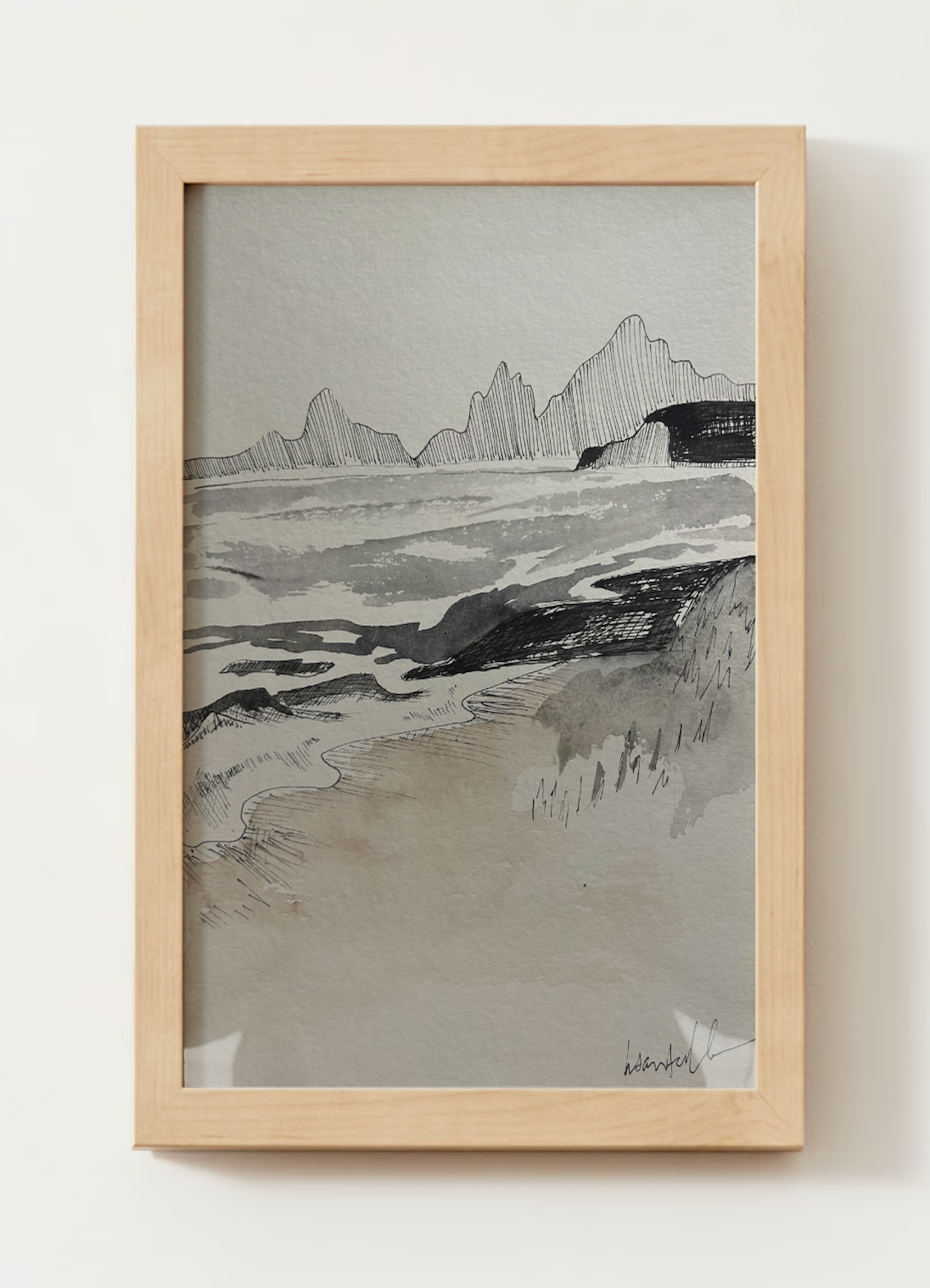 "Neutral Shoreline" Watercolor Print