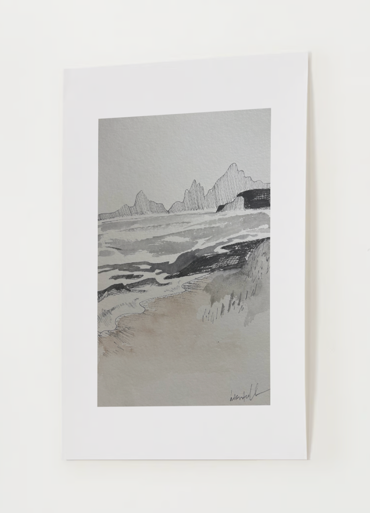 "Neutral Shoreline" Watercolor Print