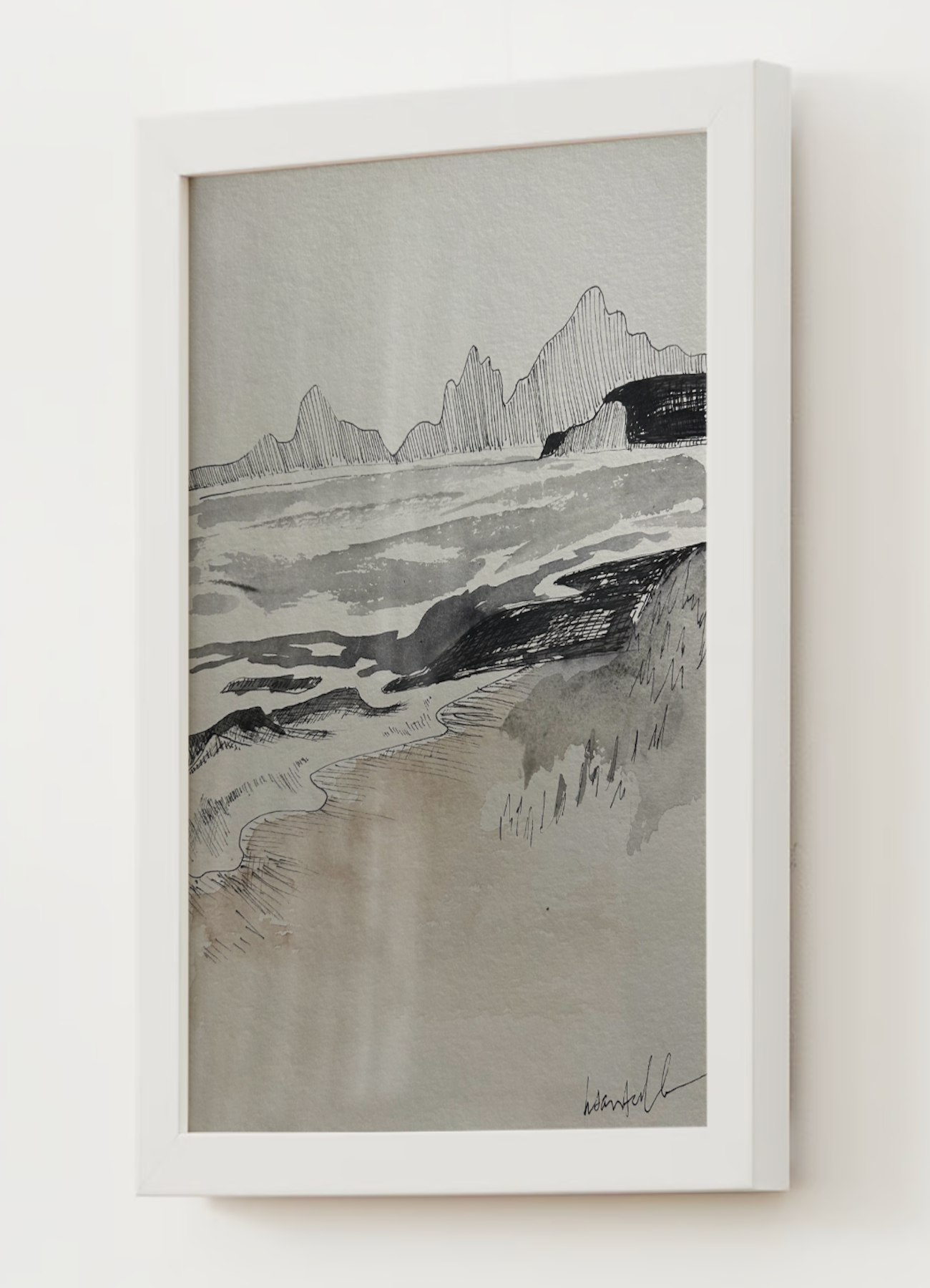 "Neutral Shoreline" Watercolor Print