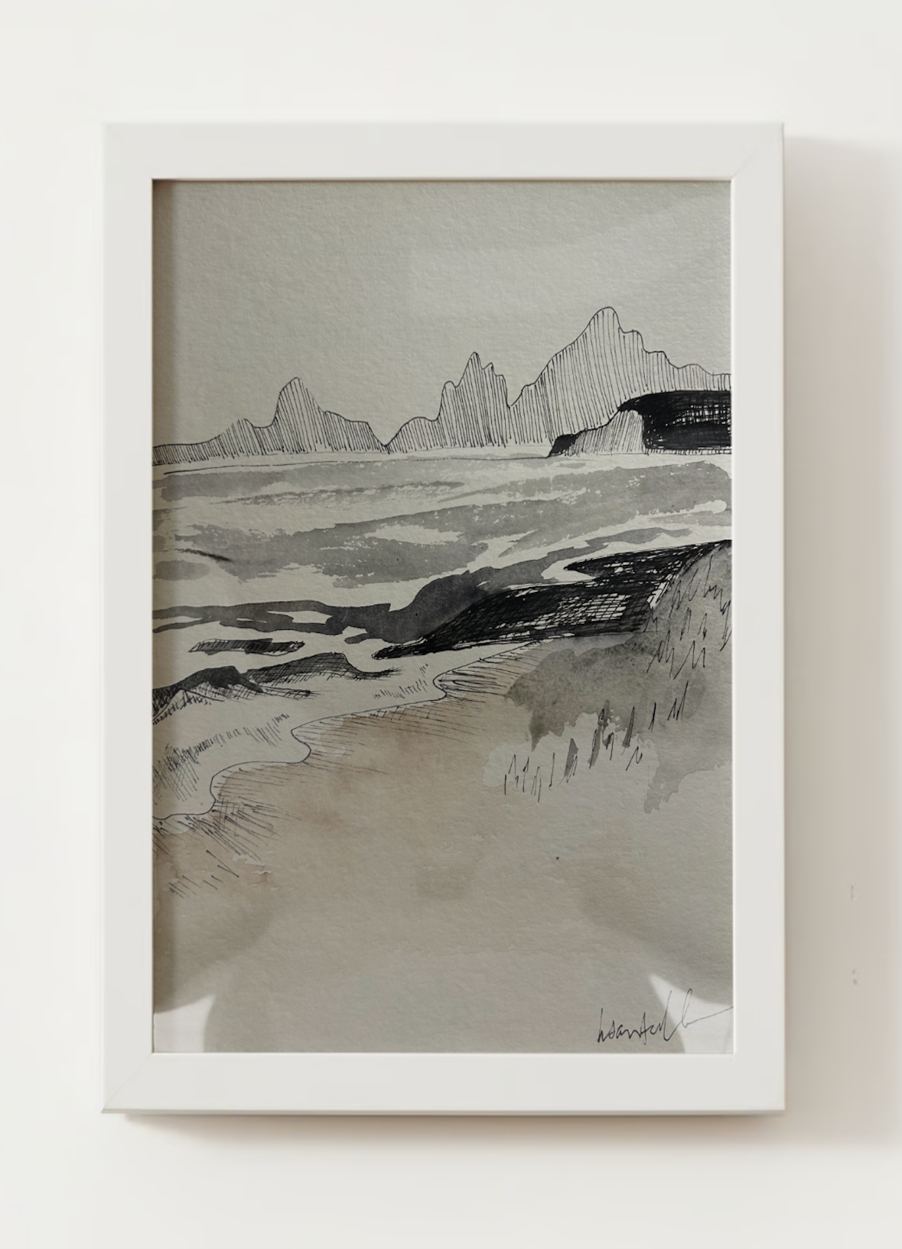"Neutral Shoreline" Watercolor Print