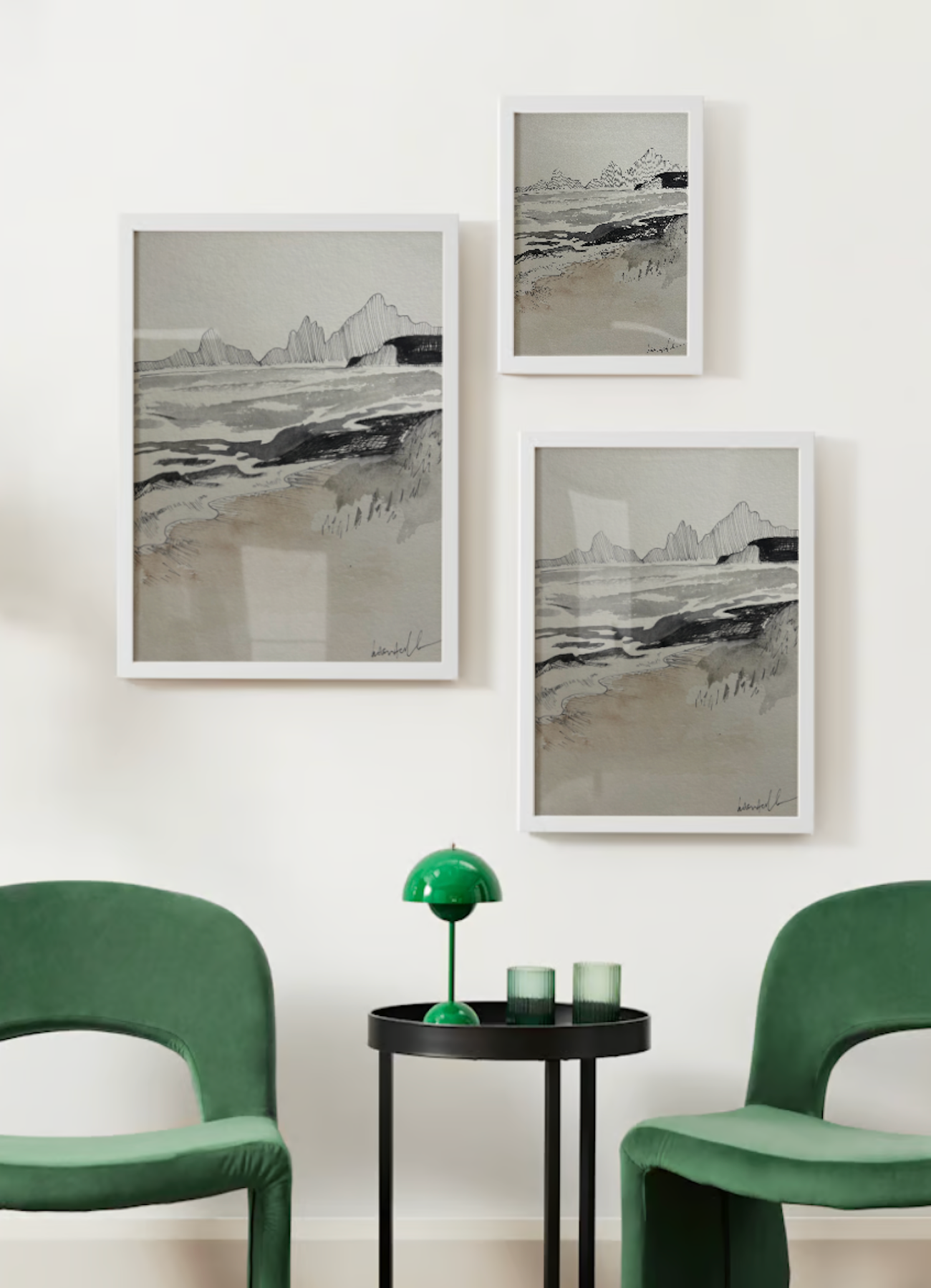 "Neutral Shoreline" Watercolor Print