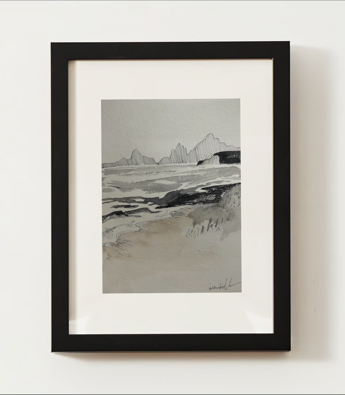 "Neutral Shoreline" Watercolor Print