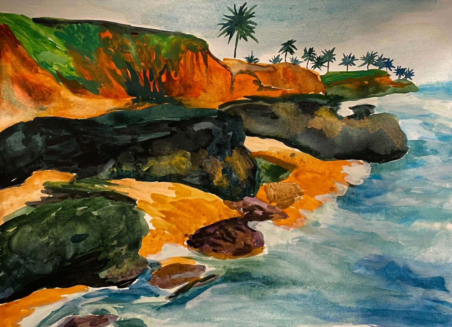 "Seaside in India" Watercolor Print