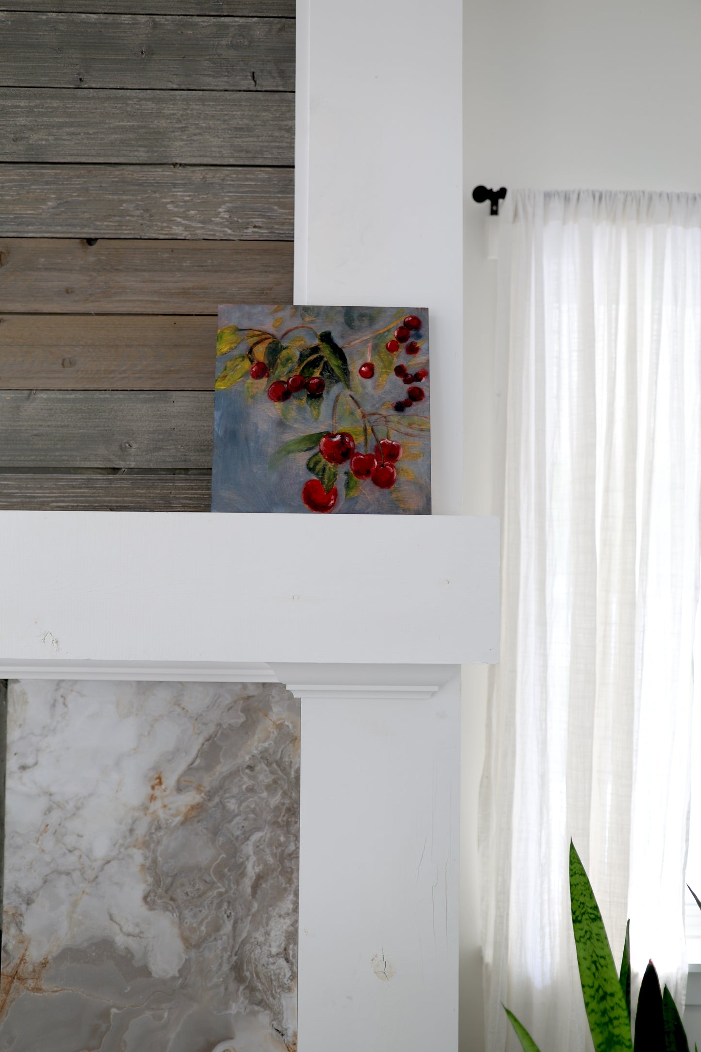 Cherries on the Riverbank: Original Oil Painting