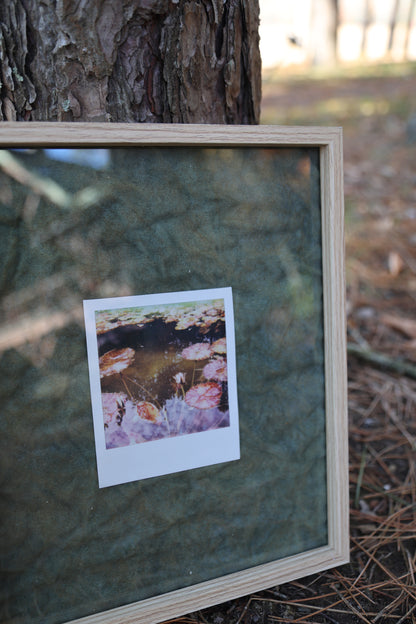 Polaroid in Raw Wood Frame: Lily Pads