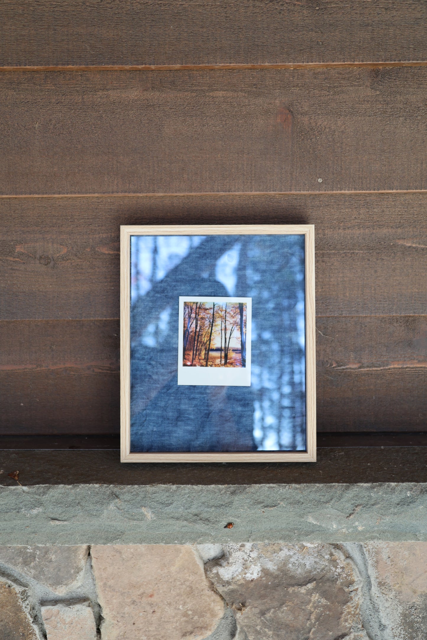 Polaroid in Raw Wood Frame: Autumn Trees