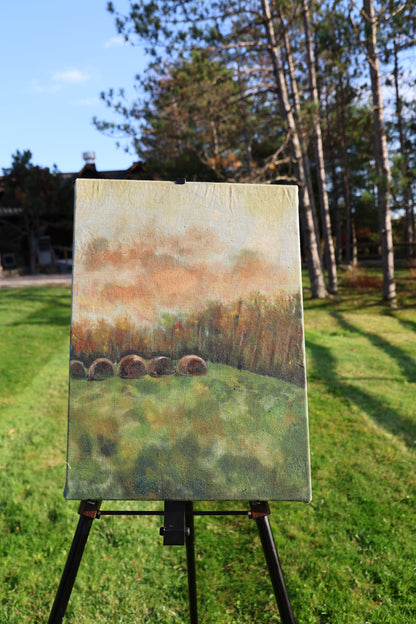 Grazing Deer: Original Oil Painting