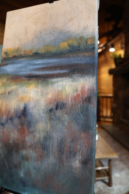 Autumn Lake: Original Oil Painting