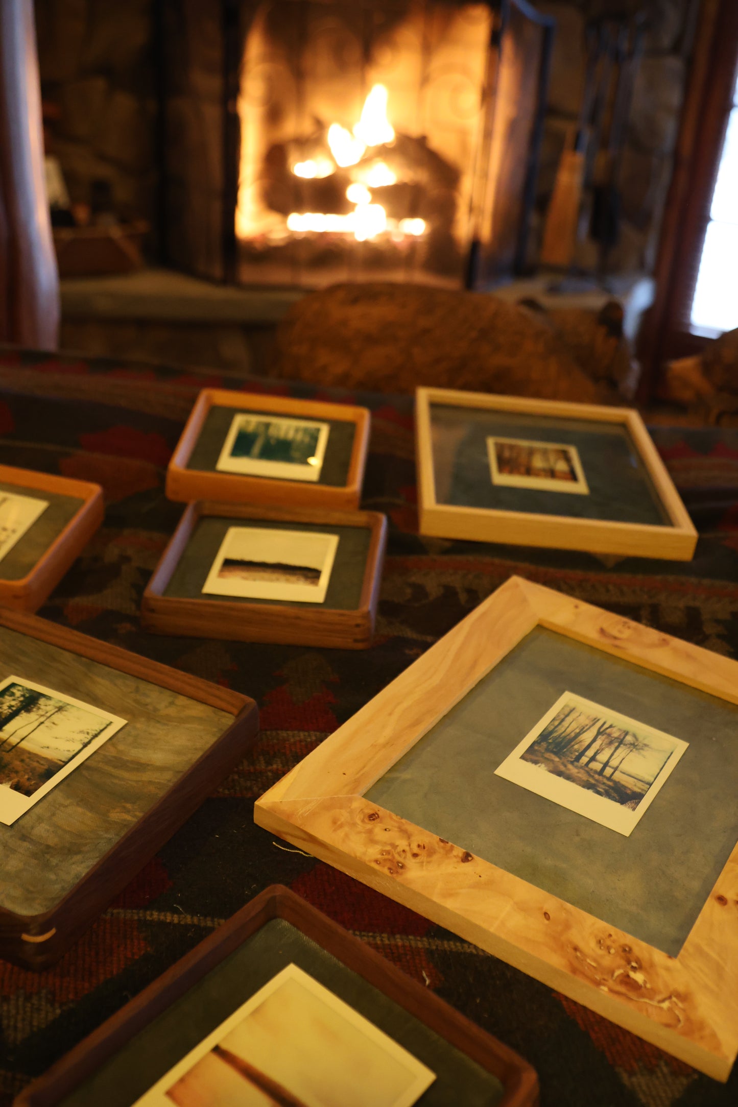 Polaroid in 11 x 14" Burled Wood Frame: Misty Fall