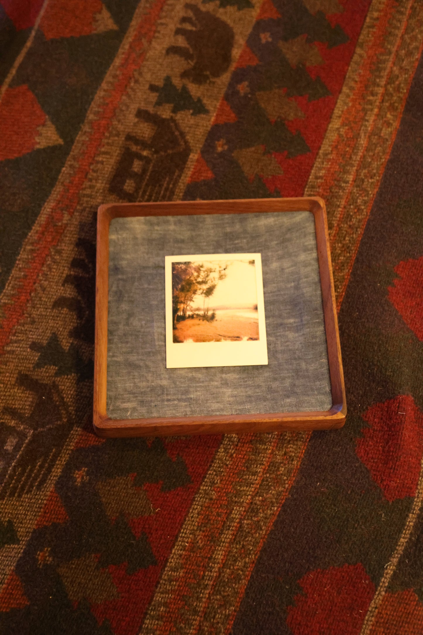 Polaroid 8x8" Walnut Wood Frame: Autumn Lake