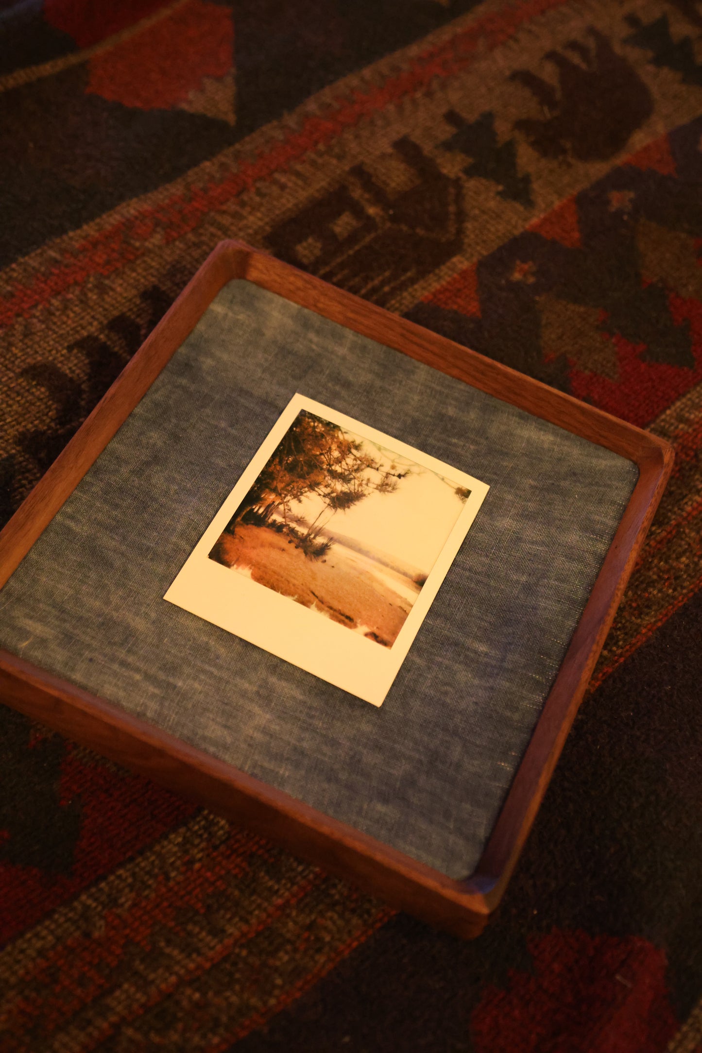 Polaroid 8x8" Walnut Wood Frame: Autumn Lake