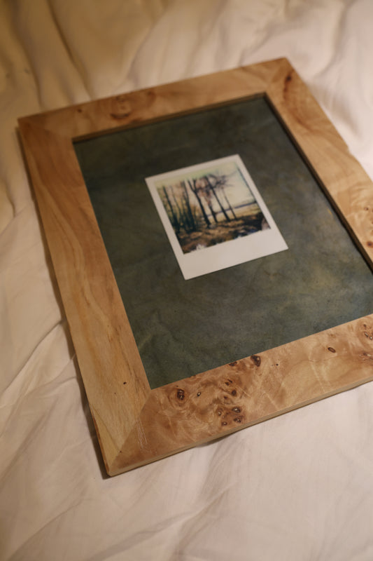 Polaroid in 11 x 14" Burled Wood Frame: Misty Fall