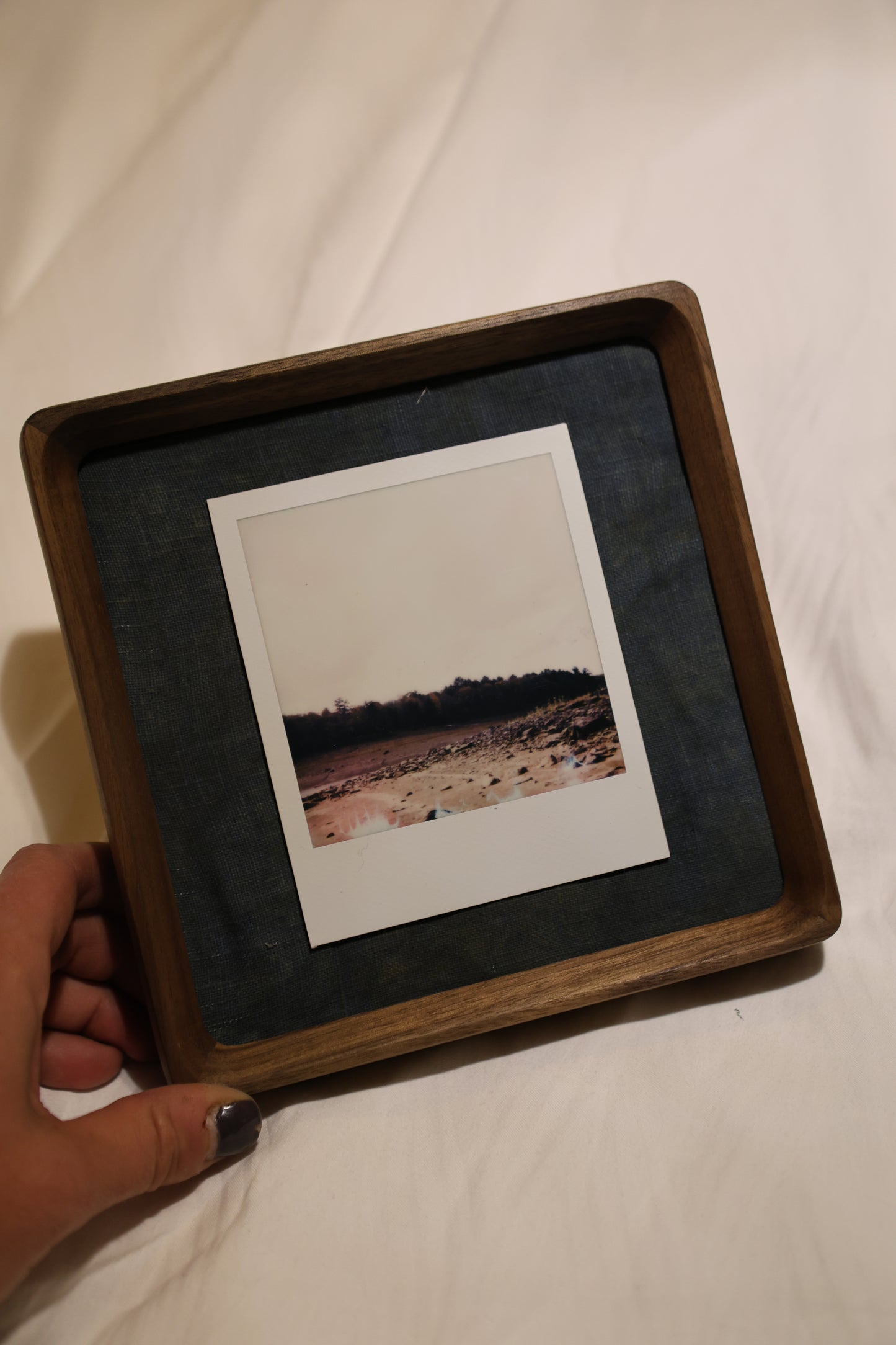 Polaroid 6x6" Walnut Wood Frame: Rocky Shore