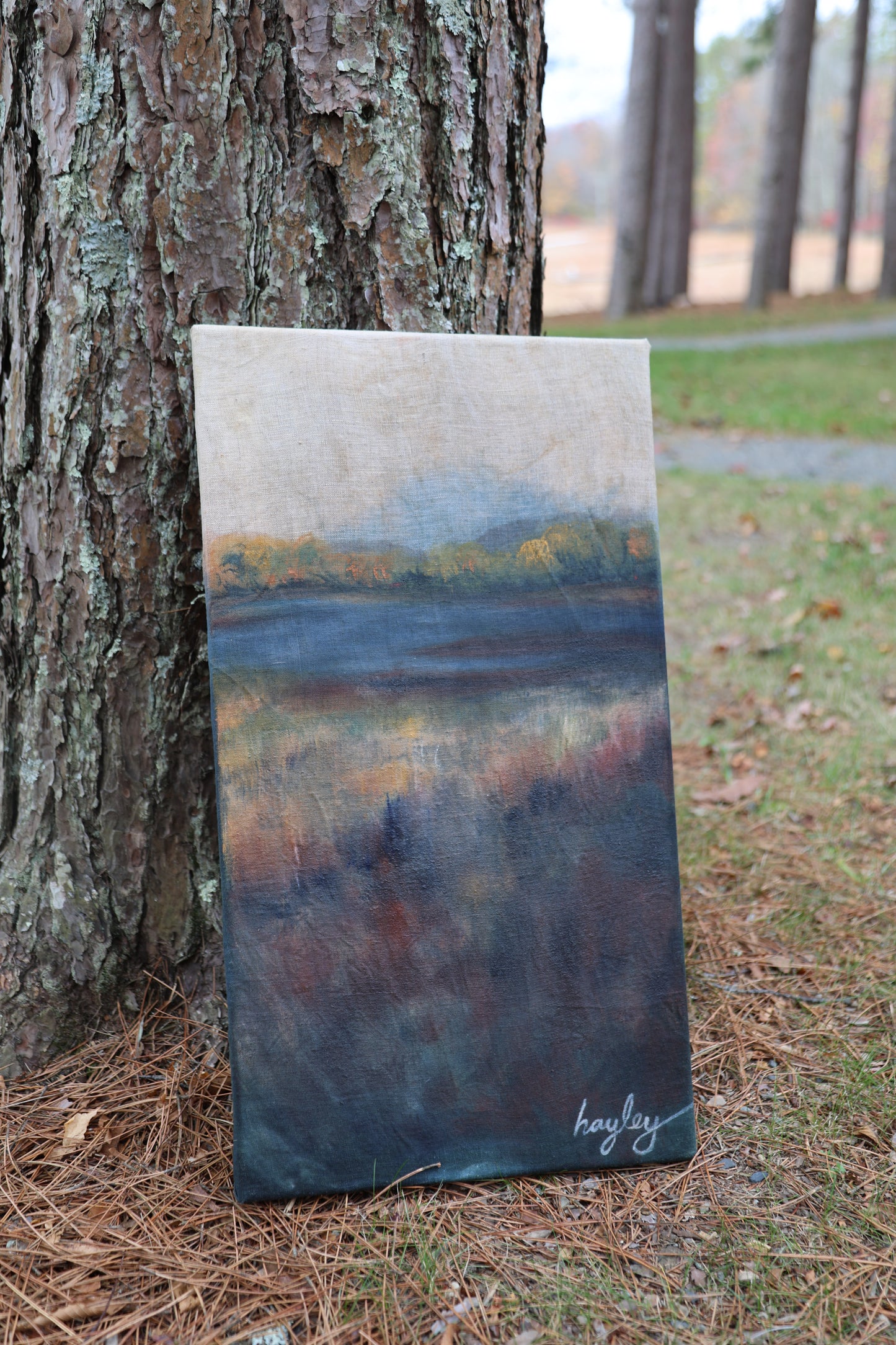 Autumn Lake: Original Oil Painting