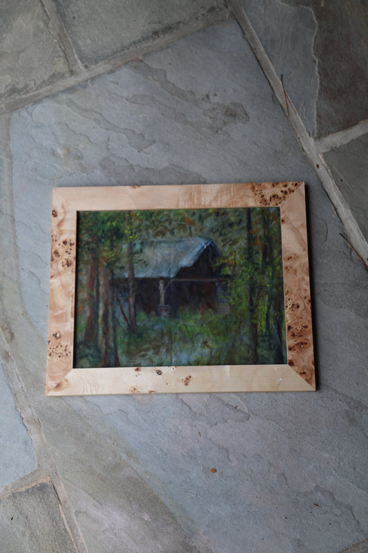 Lodge in the Woods: Framed Oil Painting