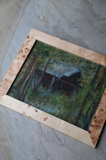 Lodge in the Woods: Framed Oil Painting