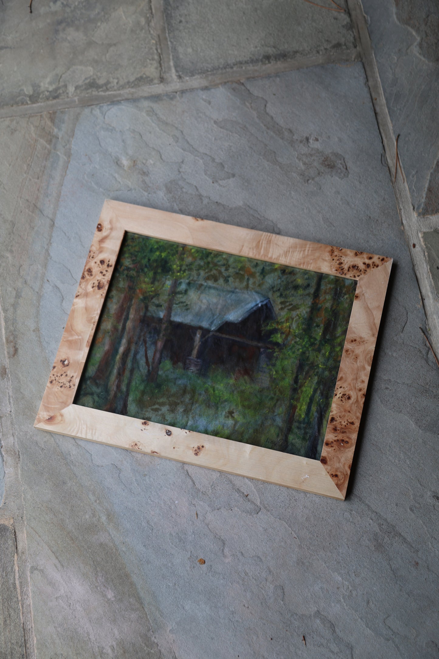 Lodge in the Woods: Framed Oil Painting