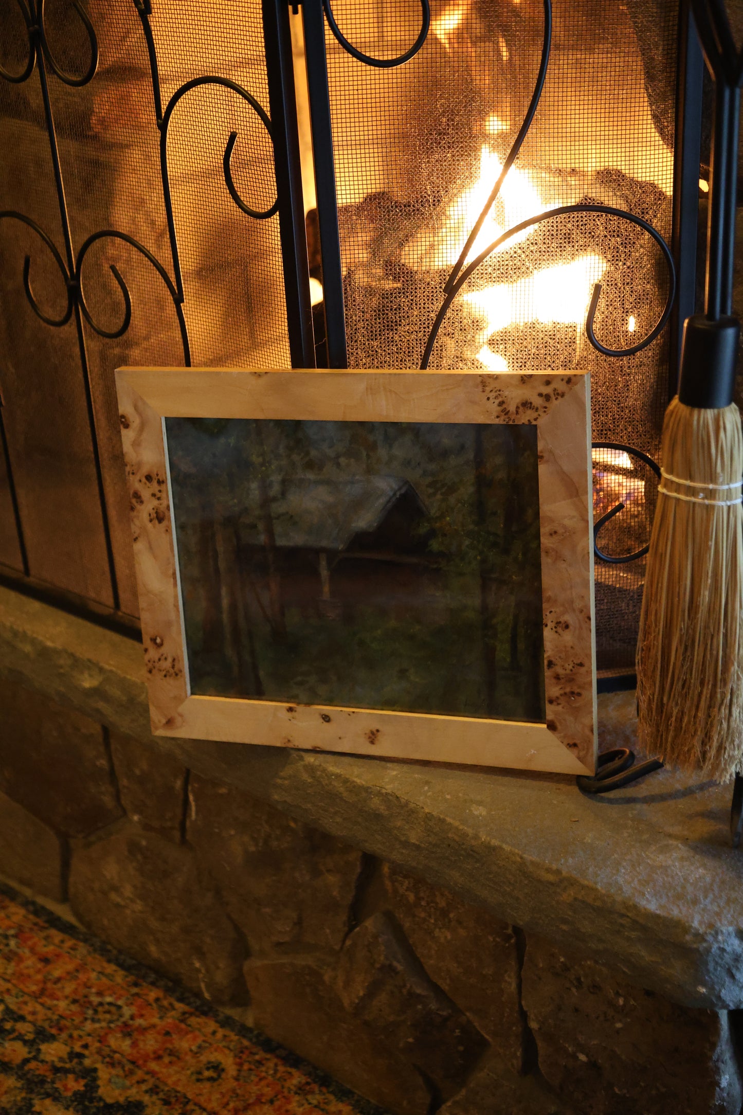 Lodge in the Woods: Framed Oil Painting