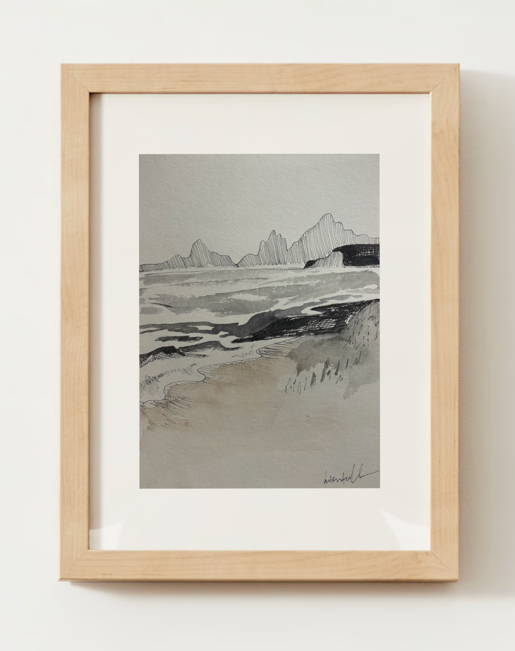 "Neutral Shoreline" Watercolor Print