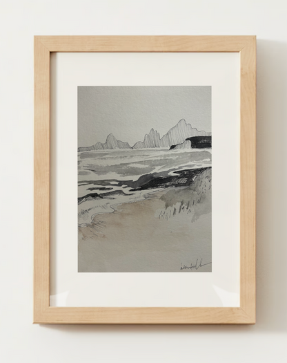 "Neutral Shoreline" Watercolor Print