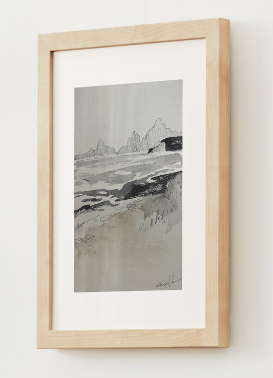 "Neutral Shoreline" Watercolor Print