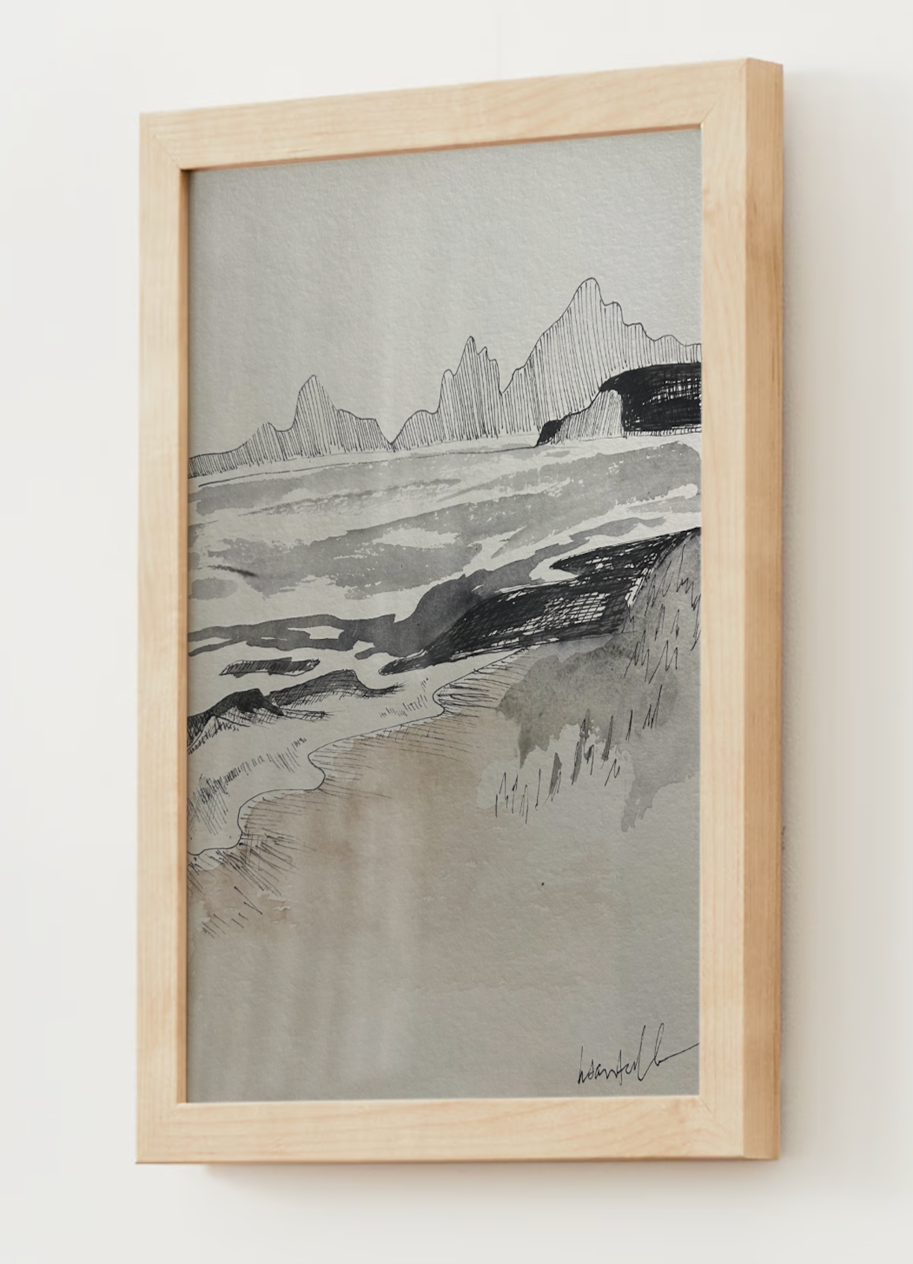 "Neutral Shoreline" Watercolor Print