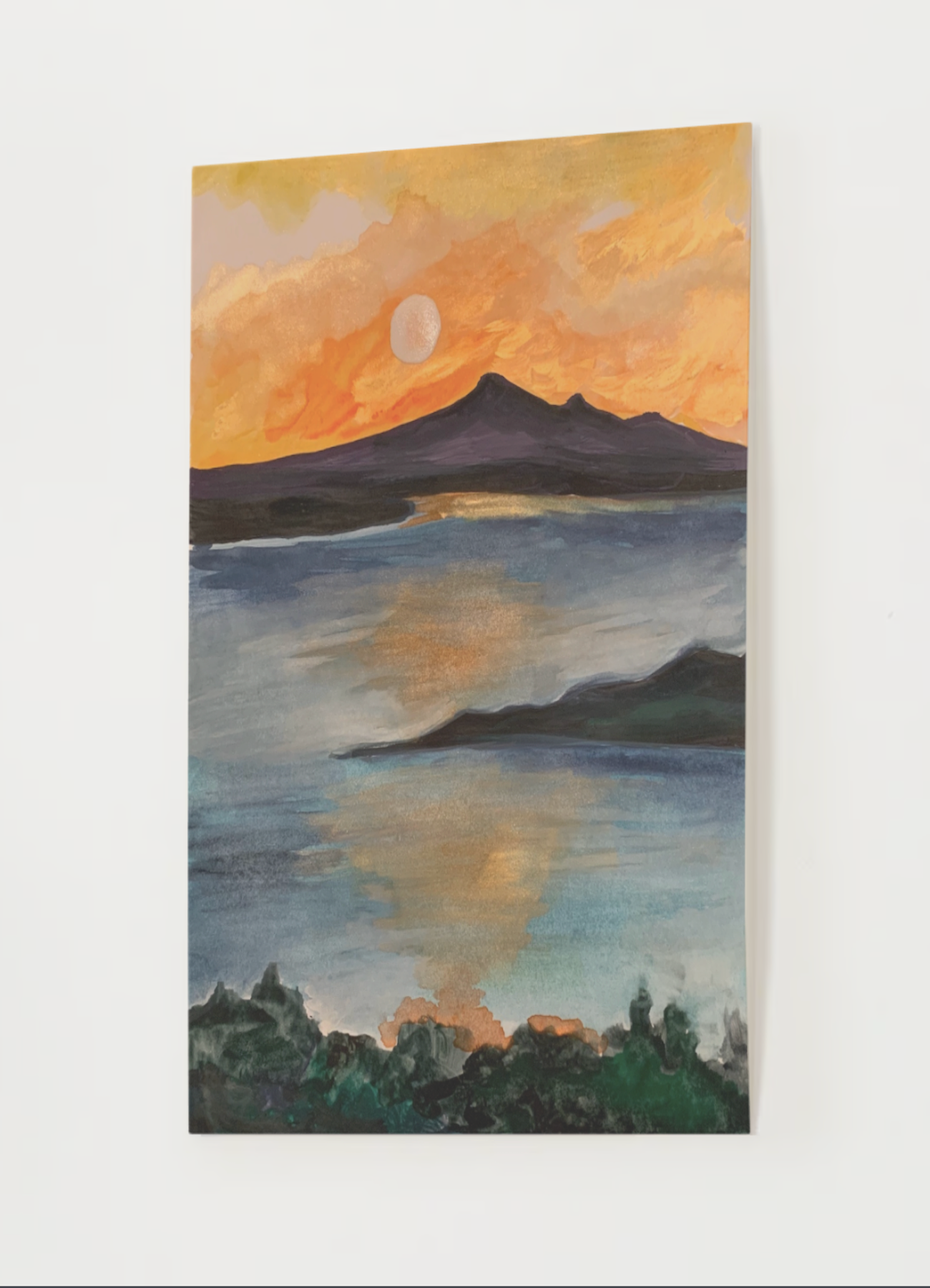 "Lakeside Cliffs at Sunset" Watercolor Print