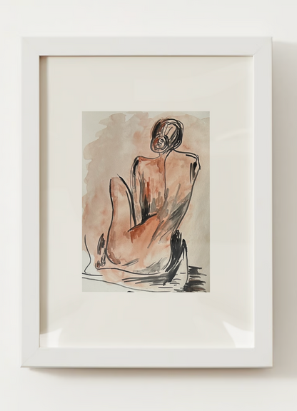 "Woman in Reflection" Watercolor Print